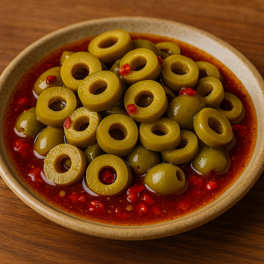 Sliced Green Olives with Spicy Shatta - 10kg